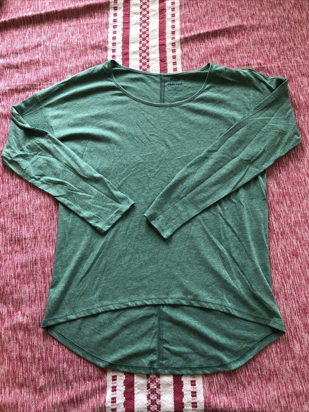 NWT Kids Old Navy Green Long Sleeve Relaxed Top Cotton Blend XXL Round Neck